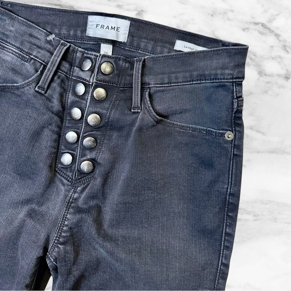 Frame Denim ‘Le High Skinny’ Snap Fly Jeans in “Bestwick” Dark Gray Wash Size 26 - Picture 5 of 16